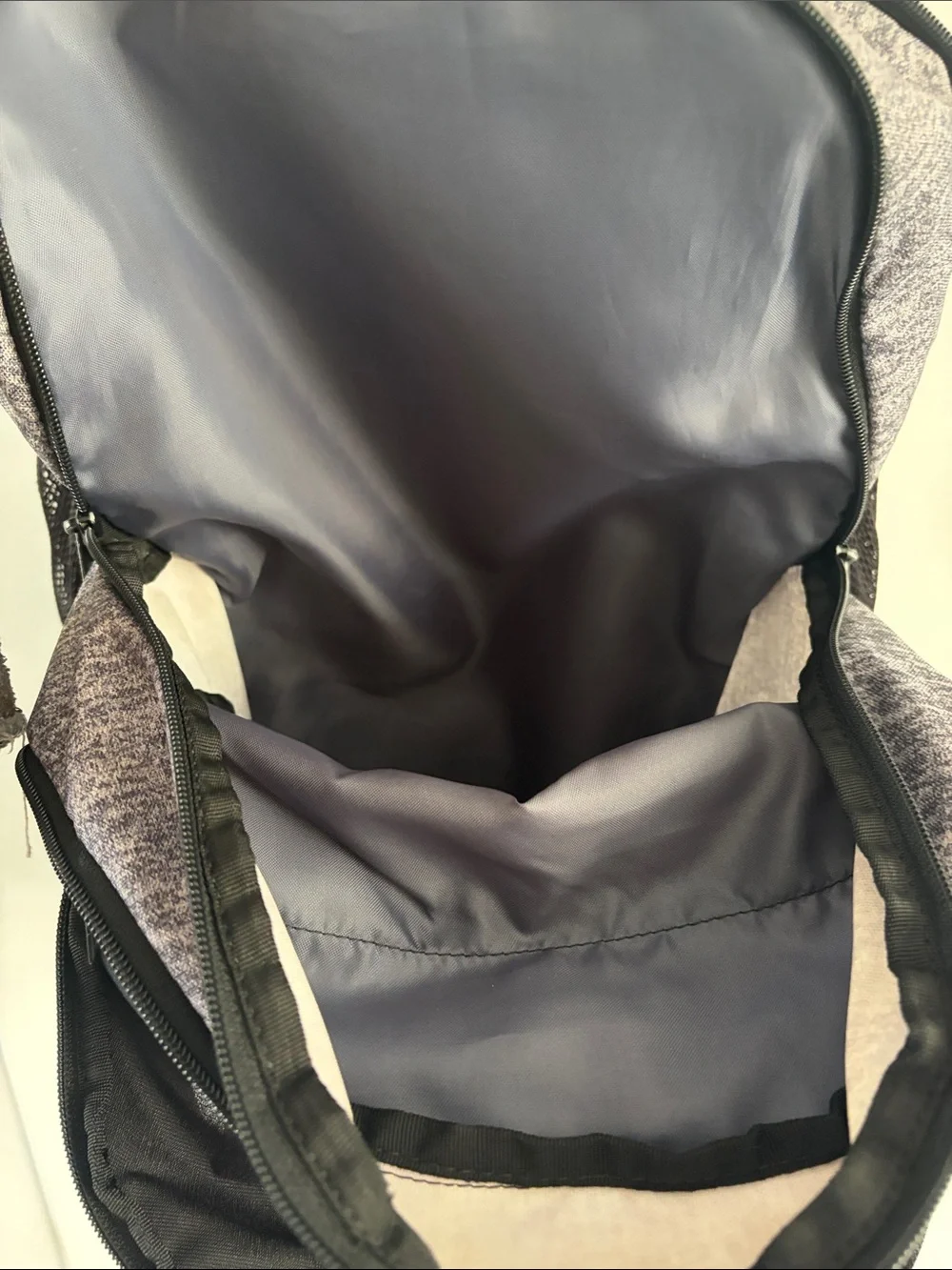 adidas Heather Gray Multi-Pocket Backpack with laptop sleeve
